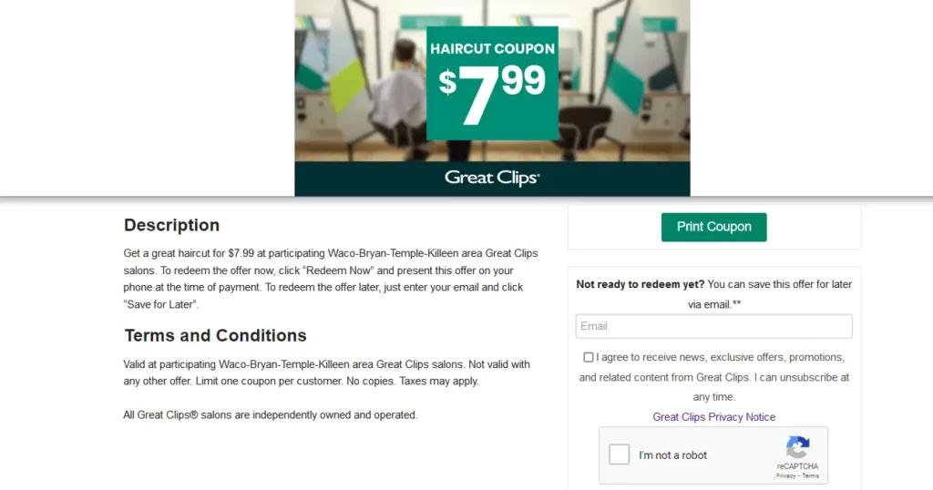 $7.99 great clips printable coupon