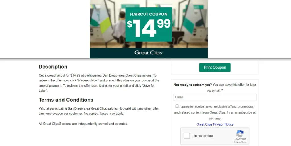 $14.99  Great Clips Coupon Printable 