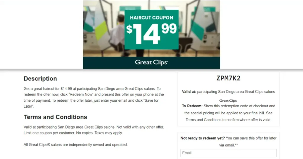 Printable $14.99  Great Clips Coupon 