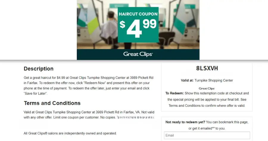 Great Clips $4.99 Coupon Code