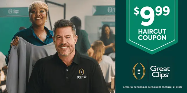 Great Clips $9.99 Coupon College Football Playoff offer